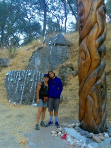 Caroline & Kagen next to the Healing Pole at Indian Canyon (photo: Greg Cotten)